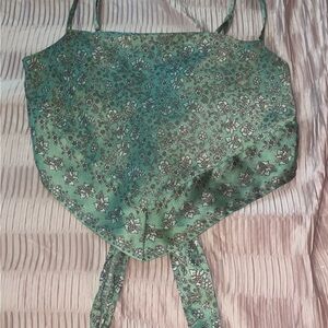 Japna Green Asymmetrical Tie Front Camisole